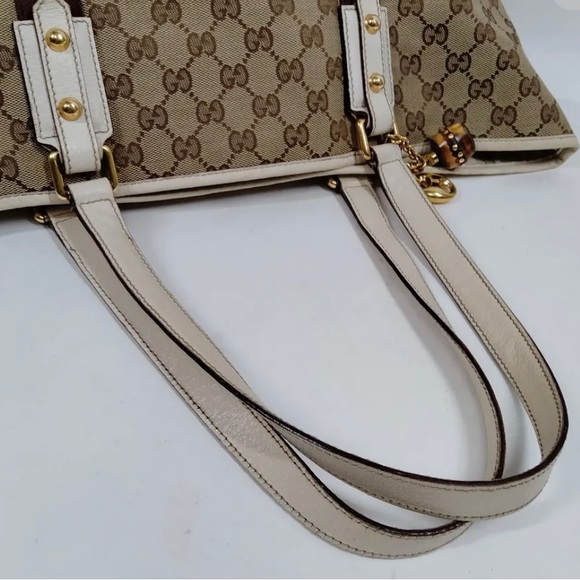 Gucci canvas Jackie tote bag with white leather - Picture 5 of 15